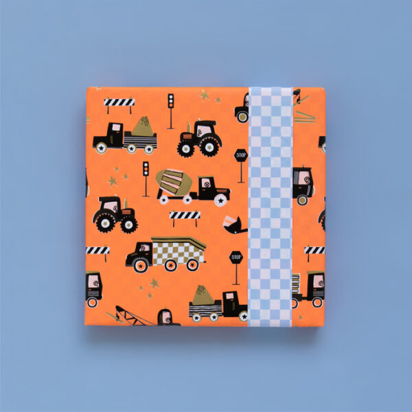 inpakpapier-traffic-fluor-orange-check-sky-blue