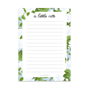 muchable notitieblok a little note met witte bloemen illustratie